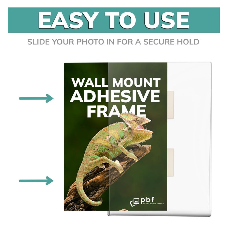 pbf PHOTO BOOTH FRAMES pbf 4x6 Wall Mount Picture Frames | Adhesive 4 x 6 Clear Acrylic Frames | No Hole, No Drilling, Wall Mounted Photo Holders for Locker, Photo Board, Art Display, Sign Holder (10-Pack) - Image 5